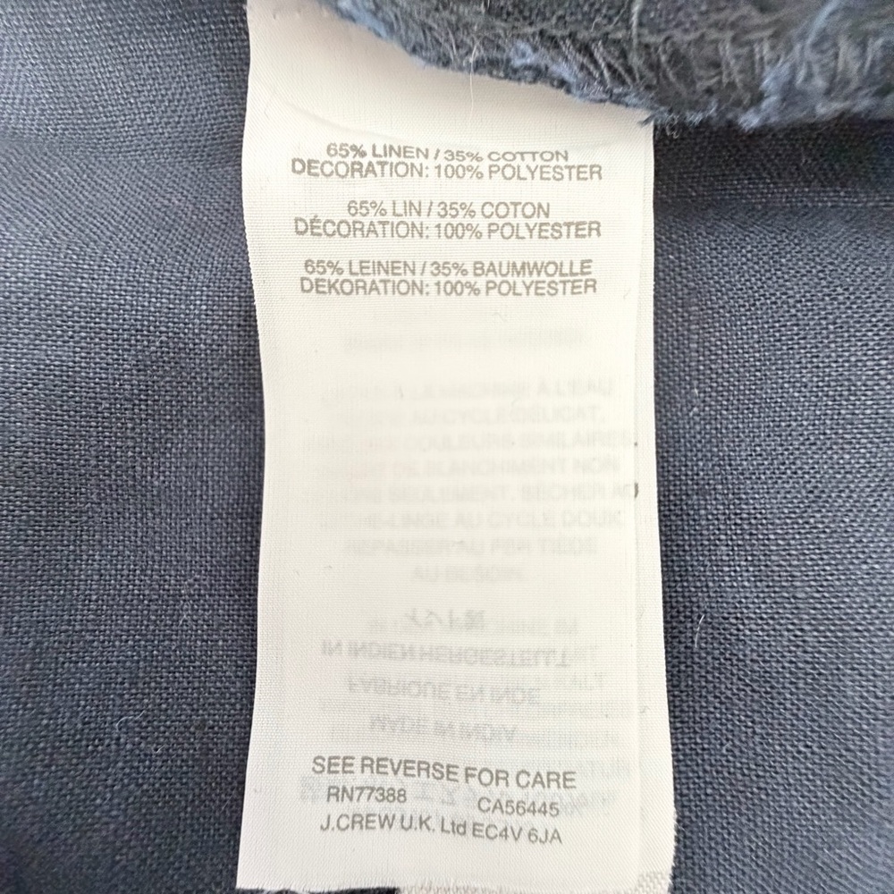 J. Crew Navy Blue Peasant Blouse with Green Embroidery - Picture 9 of 12